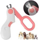 Pink Pet Nail Clippers with LED Light and Stainless Steel Blades for Small Animals - Image 7