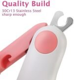 Pink Pet Nail Clippers with LED Light and Stainless Steel Blades for Small Animals - Image 6